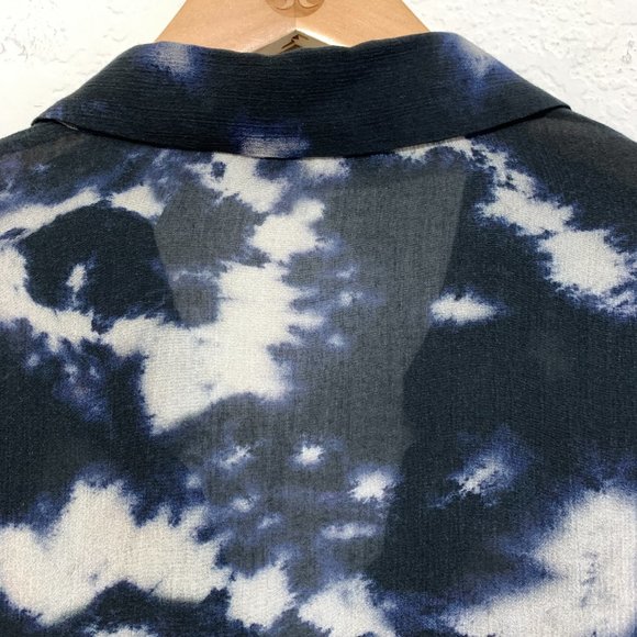 Zara Tunic Womens L Button Down Crinkle Tie-Dye Long Sleeve Pockets Loose Fit - Picture 10 of 13